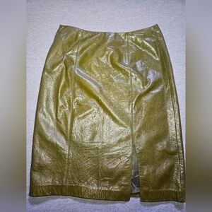 Olive Green Genuine Leather skirt